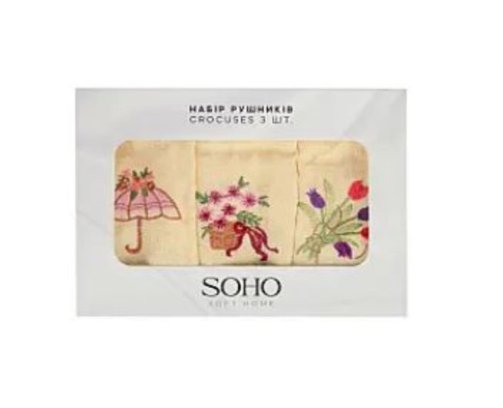 Набір кухонних рушників 25*50см, бавовна 100%, Crocuses 3 шт.SOHO  Китай