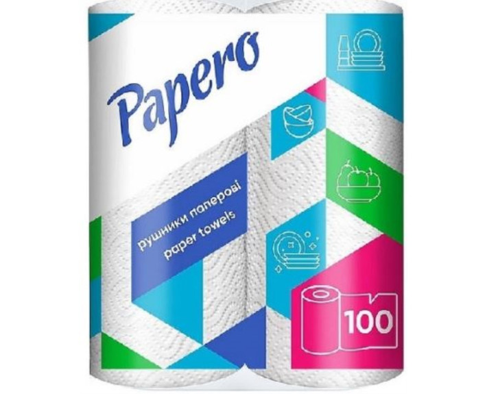 Рушник  "Papero"  біл. 2сл. 2рул/уп  RS010