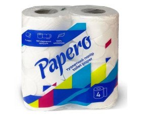 Туалетний  папір  "Papero"  біл. 4 рул/уп  2cл.  ТР055
