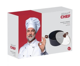 Кастрюля BRAVO CHEF классическая 24 см (4.1 л) с крышкой