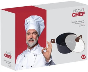 Каструля  BRAVO CHEF класична 24 см  (4.1 л) з кришкою