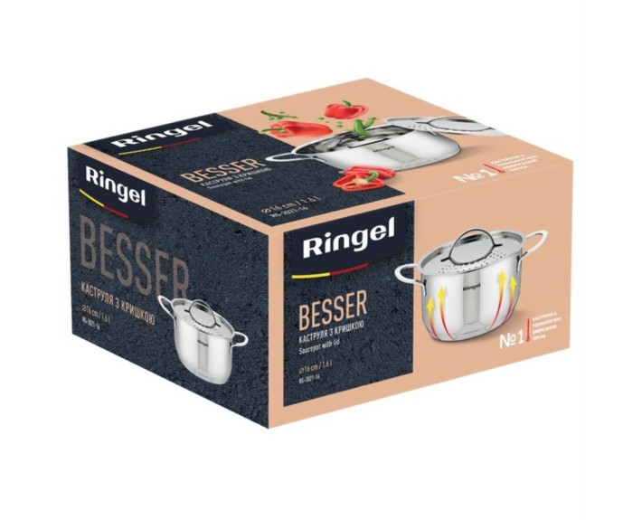 Кастрюля RINGEL Besser 16 см (1,6л) с крышкой из нержавеющей стали