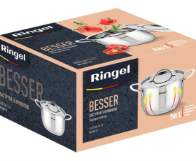 Кастрюля 22 см (4.2л) с крышкой нерж RINGEL Besser
