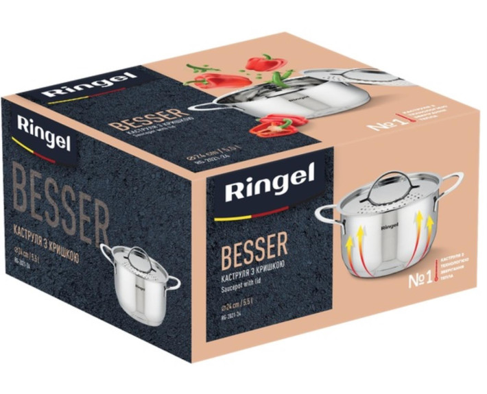 Каструля RINGEL Besser  24 см (5,5л) з кришкою нерж,