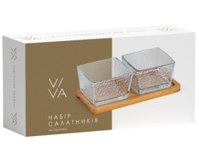 Салатник/Піала VIVA BAMBOO /НАБІР/ 2х250 мл квадр. на підставці в уп.