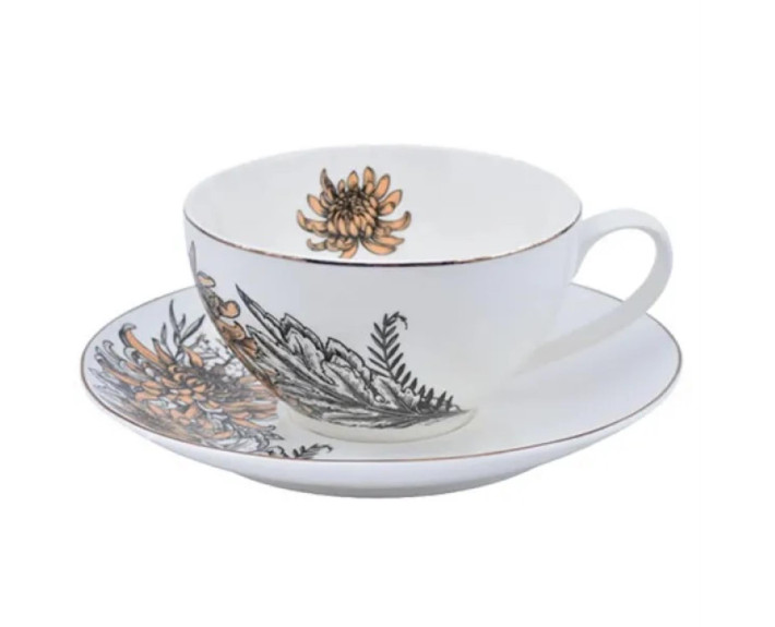 Чашка чайная & блюдце Astera.Charm.Floral Brown. 410мл. Цвет