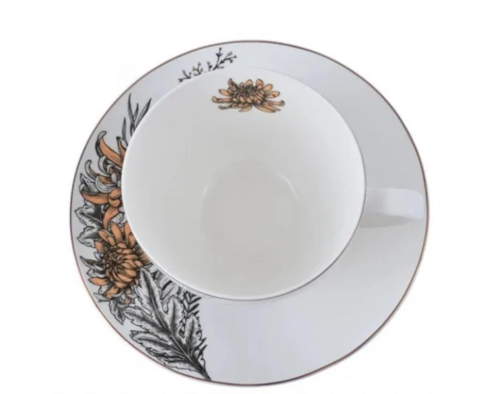 Чашка чайная & блюдце Astera.Charm.Floral Brown. 410мл. Цвет