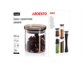 Банка для зберігання Ardesto Fresh, 500 мл, скло, пластик, силікон