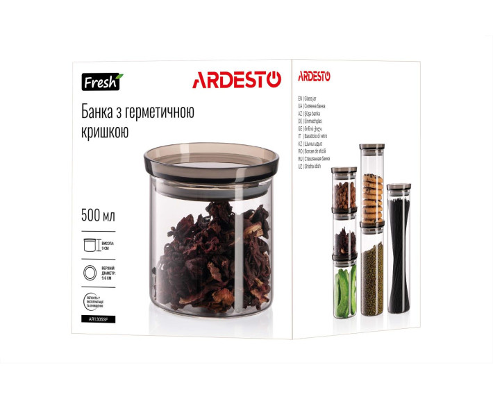 Банка для зберігання Ardesto Fresh, 500 мл, скло, пластик, силікон
