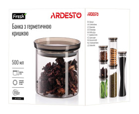 Банка для хранения Ardesto Fresh, 500 мл, стекло, пластик, силикон