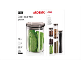 Банка для зберігання Ardesto Fresh, 700 мл, скло, пластик, прозорий