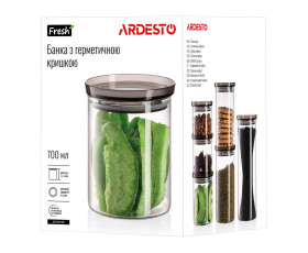 Банка для зберігання Ardesto Fresh, 700 мл, скло, пластик, прозорий