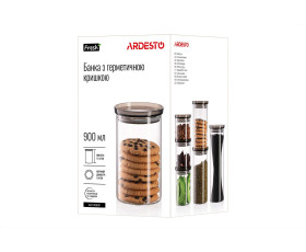 Банка для зберігання Ardesto Fresh, 900 мл, скло, пластик, прозорий