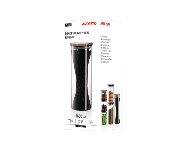 Банка для зберігання Ardesto Fresh, 1600 мл, скло, пластик, прозорий