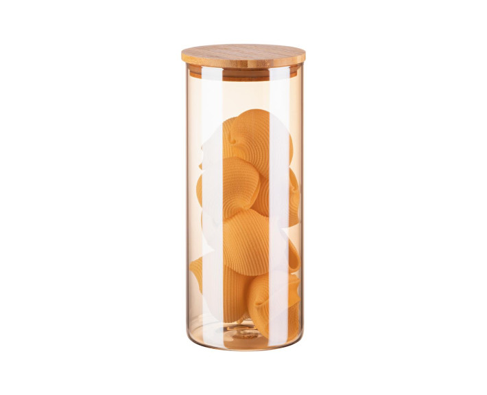 Банка для зберігання Ardesto Golden Moon, кругла, 1000 мл, скло, бамбук