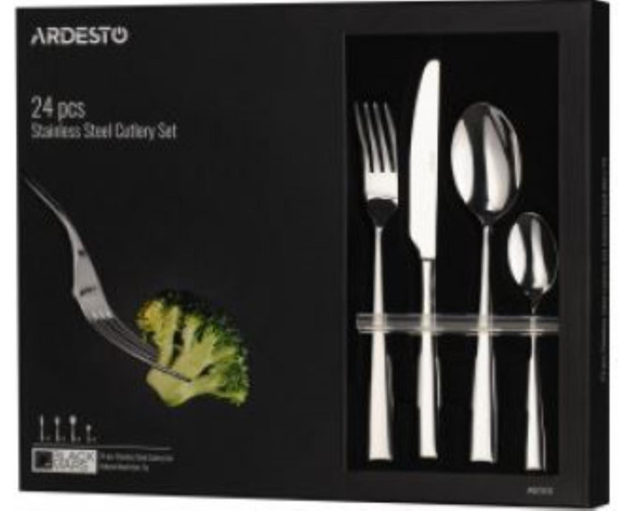 Набір столових приборів Ardesto Black Mars Tia 24 пр., нержавіюча сталь