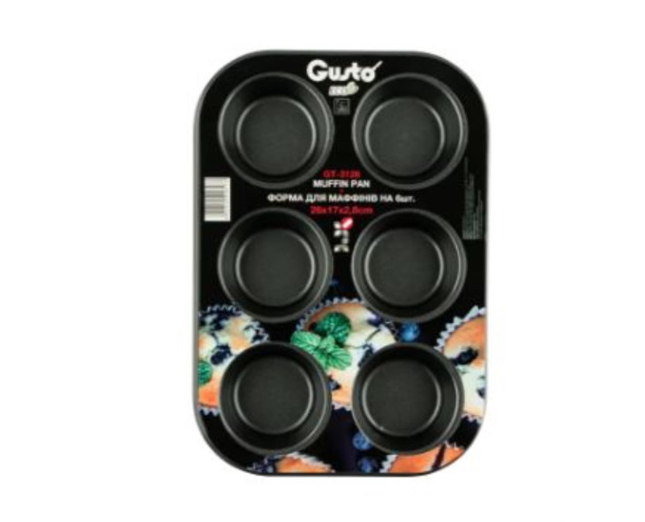 Форма для маффинов на 6 шт GUSTO, 26x17x2,8 см GT-3126
