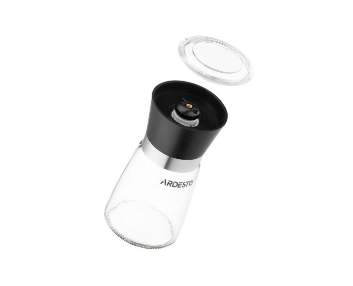 Млинок для солі та перцю Ardesto Gemini, чорний, скло, пластик