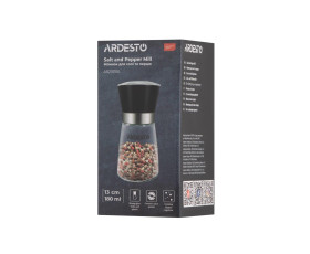 Млинок для солі та перцю Ardesto Gemini, чорний, скло, пластик