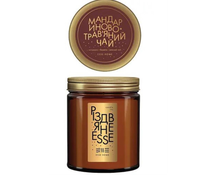 Парфумована свічка Мандариново-трав'яний чай Різдвяне ESSE 120 гр
