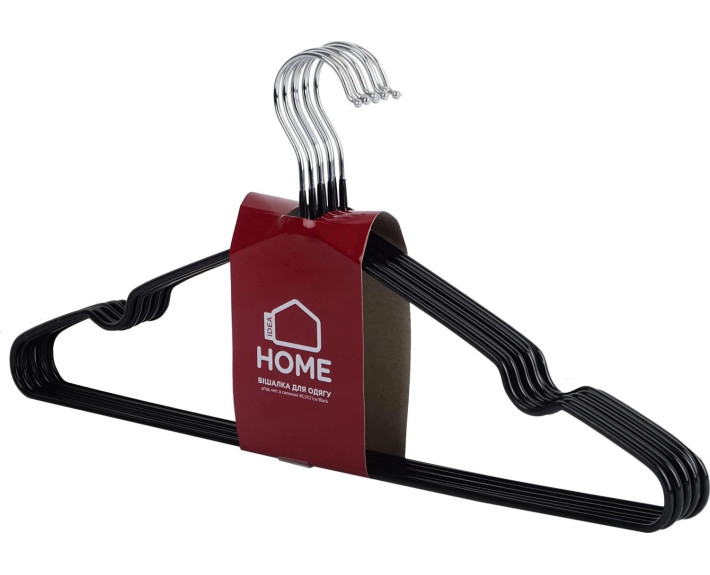 Вішалка IDEA HOME д/од. мет. в силік. 40,5*21 см (8 шт) чорний, Китай