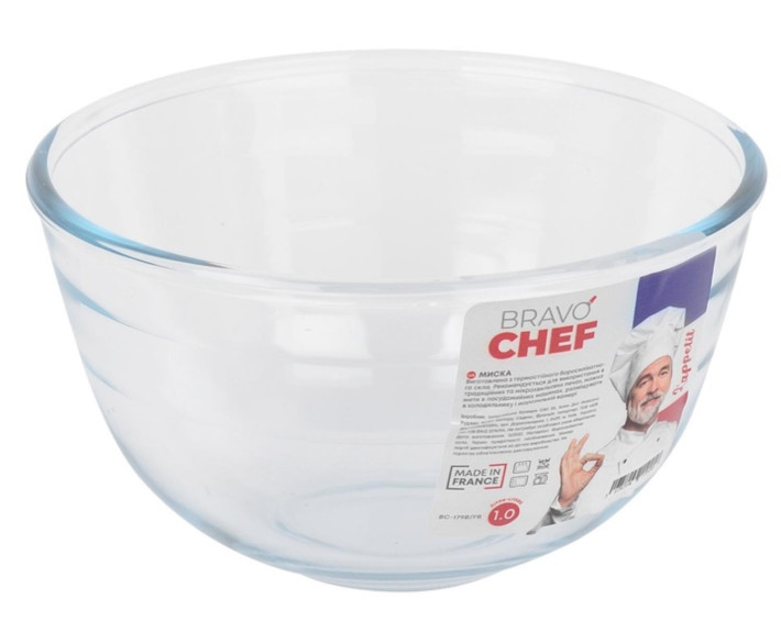 Салатник скло 1л BRAVO CHEF