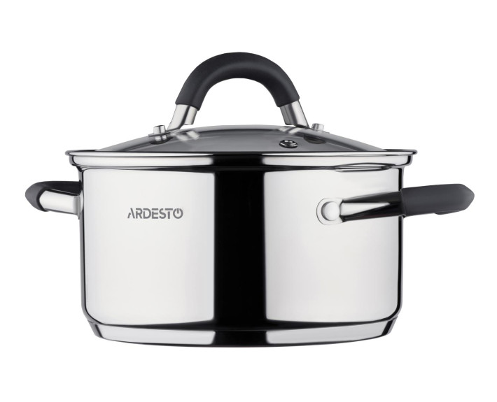 Каструля зі скляною кришкою Ardesto Gemini Salerno, 1.2л, нержавіюча сталь, силікон