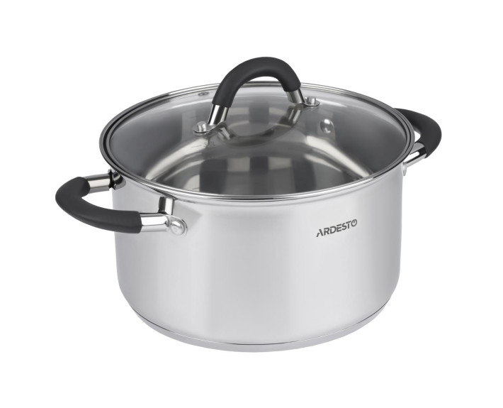 Каструля зі скляною кришкою Ardesto Gemini Salerno, 3.4л, нержавіюча сталь, силікон