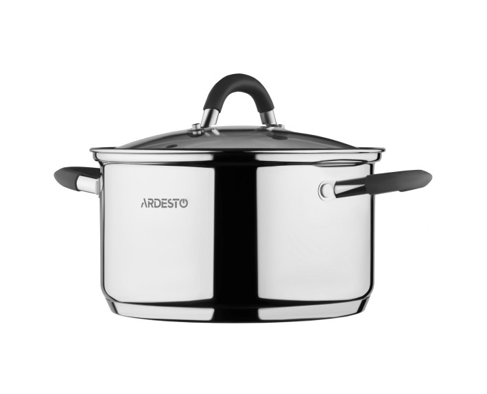 Каструля зі скляною кришкою Ardesto Gemini Salerno, 4.4л, нержавіюча сталь, силікон