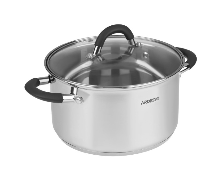 Каструля зі скляною кришкою Ardesto Gemini Salerno, 4.4л, нержавіюча сталь, силікон