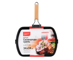 Сковорода гриль Ardesto Gemini Baceno, 34х24см, алюміній, чорний