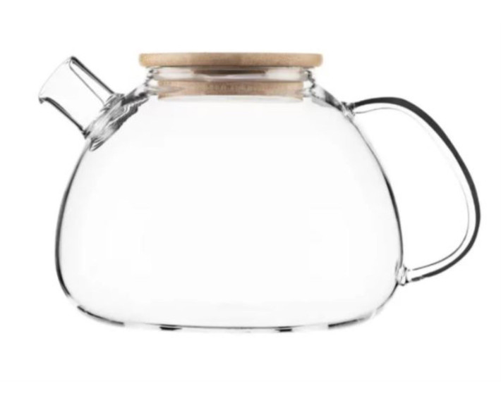 Заварник Ardesto Midori Bubble, 1500мл, боросилікатне скло, бамбук, прозорий