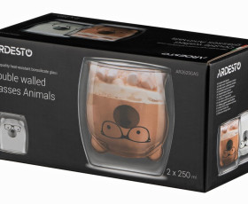 Набір чашок Ardesto Animals з подвійними стінками, 250мл, 2 шт, боросилікатне скло, прозорий