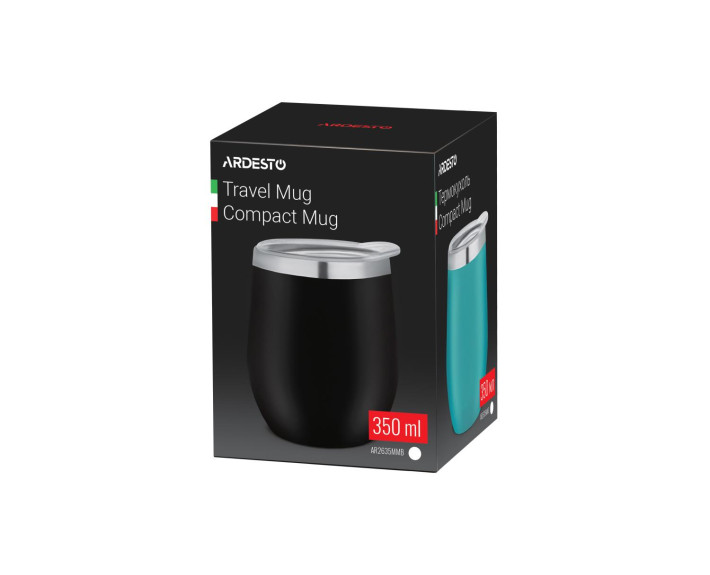 Термокухоль Ardesto Compact Mug, 350мл, нержавіюча сталь, чорний