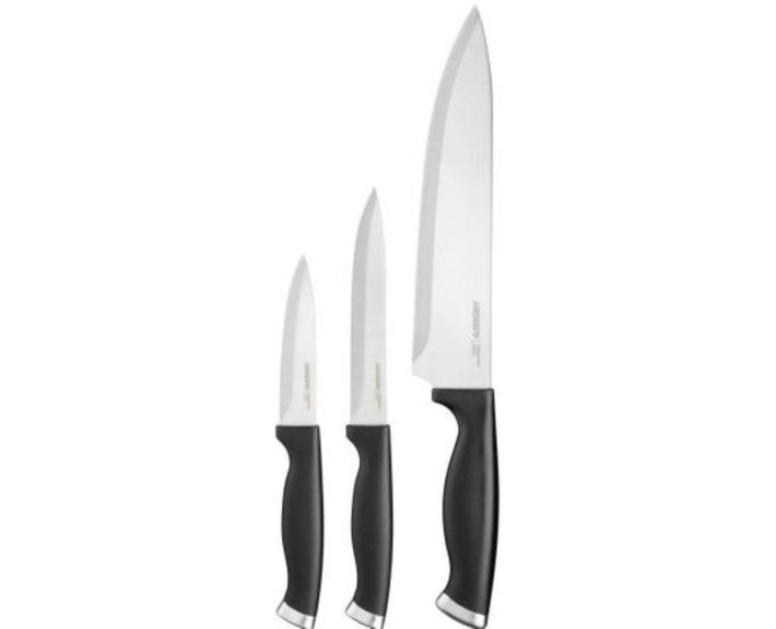 Набір ножів Ardesto Gemini Gourmet, 3 предмети, нержавіюча сталь, пластик, чорний