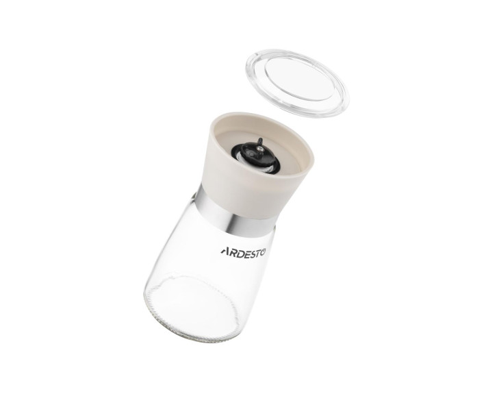 Млинок для солі та перцю Ardesto Gemini, 180мл, скло, пластик, прозорий, бежевий