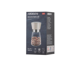 Млинок для солі та перцю Ardesto Gemini, 180мл, скло, пластик, прозорий, бежевий