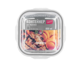 Контейнер для зберігання харчових продуктів Ardesto Gemini, 0.8л, боросилікатне скло, пластик, квадр