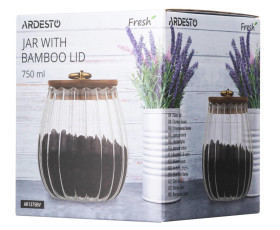 Бутылка для хранения Ardesto Fresh Vintage, 750мл, стекло, бамбук, прозрачный