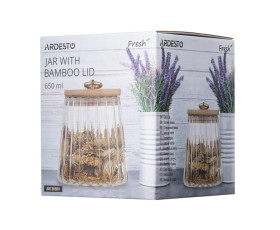 Банка для зберігання Ardesto Fresh Vintage, 650мл, скло, бамбук, прозорий