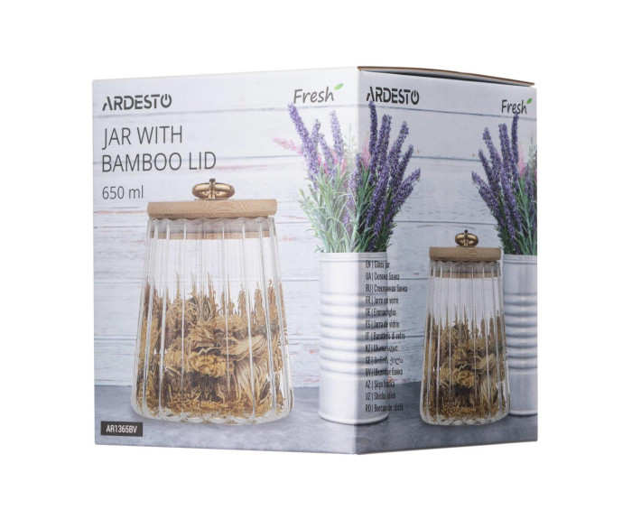 Банка для зберігання Ardesto Fresh Vintage, 650мл, скло, бамбук, прозорий
