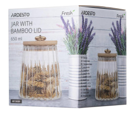 Банка для зберігання Ardesto Fresh Vintage, 650мл, скло, бамбук, прозорий