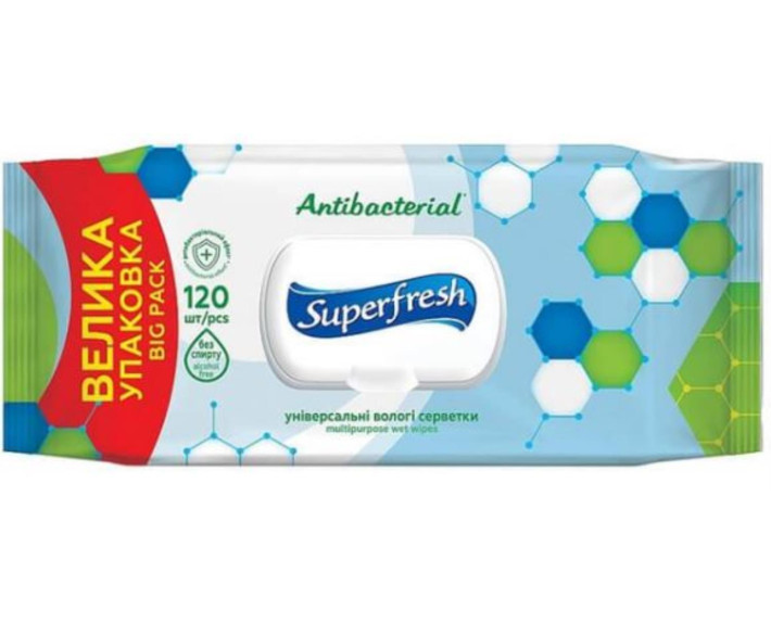 Серветки вологі антибактеріальні HOME клапан 120шт Super Fresh