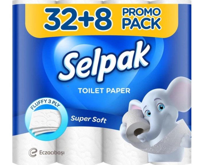 Туалетная бумага белая 32+8шт Selpak