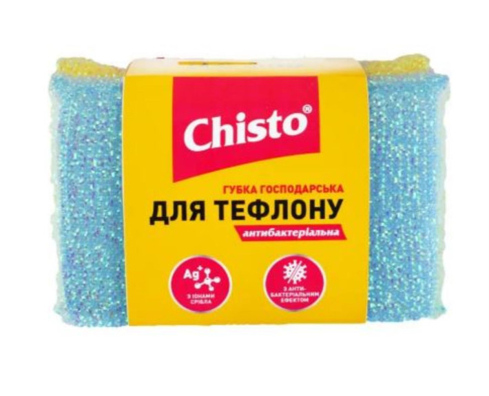 Губка-скребок д/тефлону антибактеріальна 2шт, Chisto