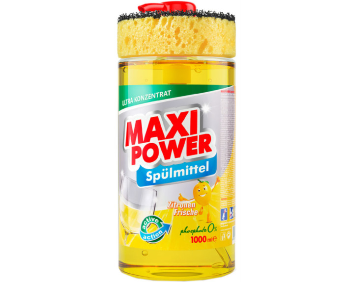 Засіб д/миття посуду 1л Лимон, MAXI POWER