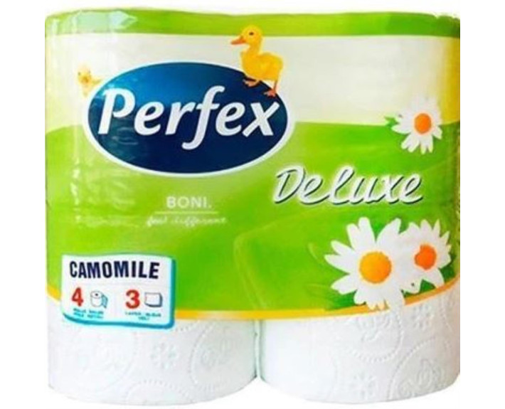 Туалетний папір Deluxe Ромашка 3шар 4шт,  Perfex