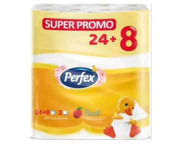 Туалетний папір Персик 3шар 24+8шт, шт Perfex