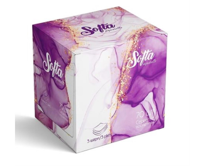 Салфетки косметические сухие 3-х слойные. 70 шт Violet Softa Chisto