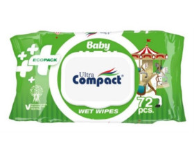 Серветки вологі  дитяча ECOPACK 72шт з клапаном, Ultra Compact